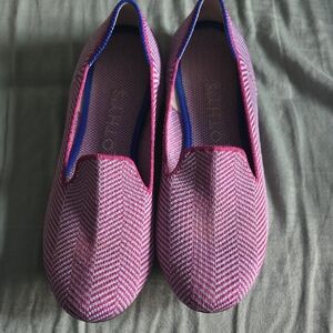 Rothy's Pink Herringbone Slip-On Flats